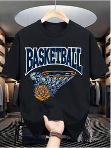 CamisetainformalyCamiseta Versátil [Dunk Moment] para Hombre con Estampado Digital Casual - Poliéster, cuello redondo, manga corta, estilo hip-hop urbano,  de moda europea y americana de verano, estilo deportivo, Camisademangacortaparahombre,Camisetascondiseñosgráficosparaniñospequeñoadecuadoparaelusodiario,Camisetadehombre,Camisetascontemáticodeprimavera2026,camisetasdePascuaparabebésniñas,Ropadeverano - Negro - Ver 1