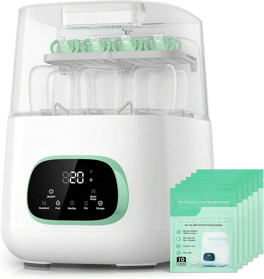 Baby Bottle Washer, Sterilizer & Dryer - All-In-One Cleaning Machine For Bottles, Pump Parts & Baby Essentials - Time-Saving & Effortless Care - White - View 1