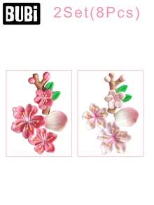 Juego de 16/8/4 piezas de pegatinas decorativas de coche color rosa, regalo para niña, estilo JDM de sakura/floral, accesorios lindos universales para el exterior del coche - Flor - Ver 12