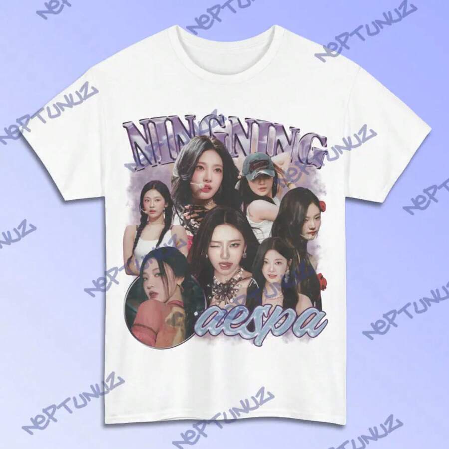 Camiseta NINGNING - Camiseta Musical Vintage con Gráficos de Girlband - Moda para Fans - Blanco - Ver 1