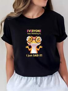 Everyone Thought I Said It, 180g Soft T-Shirt With Graphic Slogan For Adults, Funny Slogan, Gift Idea, Memorial Day, Team Building Simulator, 4th Of July, Independence Day, Family Reunion, Classic T-Shirt - 黑色 - 查看 7
