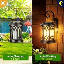 Four Hanging Solar Lights For Outdoor Use Upgraded Flickering Flame Solar Lights Outdoor Waterproof Design Hanging Lantern Decorations Solar Lanterns For Yard, Patio, And Pathway Decor Christmas Decorations (Black) - one-size - View 2