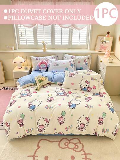  1pc Sanrio Bedding Duvet Cover, Hello Kitty, Kuromi, Cinnamoroll, No Filling, Cute Cartoon, Full Size, Soft & Comfortable, Suitable For Dorm, Home Bedroom, Hotel, All Seasons, Multiple Colors, Extra Large Bedding