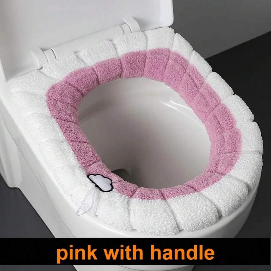 2856 Thick Plush O-Shaped Warm Toilet Seat Cushion, Universal Toilet Seat Cushion, Reusable Winter Toilet Seat Cushion, Toilet Seat Cover - 玫瑰與阿薩 - 查看 1
