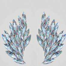 1對翼形水鑽水晶鑽貼花，65x4mm - 燙貼或縫製彩虹水晶貼片 - 適用於婚紗、晚禮服、衣物和包包的DIY裝飾 - 翅膀水鑽貼 - 查看 8