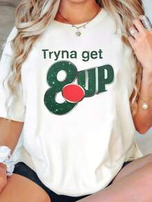 TRYNA GET & UP Soft Fabric T-Shirt. Suitable For Home, Casual Wear, Fashion, Versatile, For Work, Sports, And Everyday Use. Comfortable And Versatile T-Shirt Made Of High-Density Pure Cotton. Durable T-Shirt. - 白色 - 查看 2