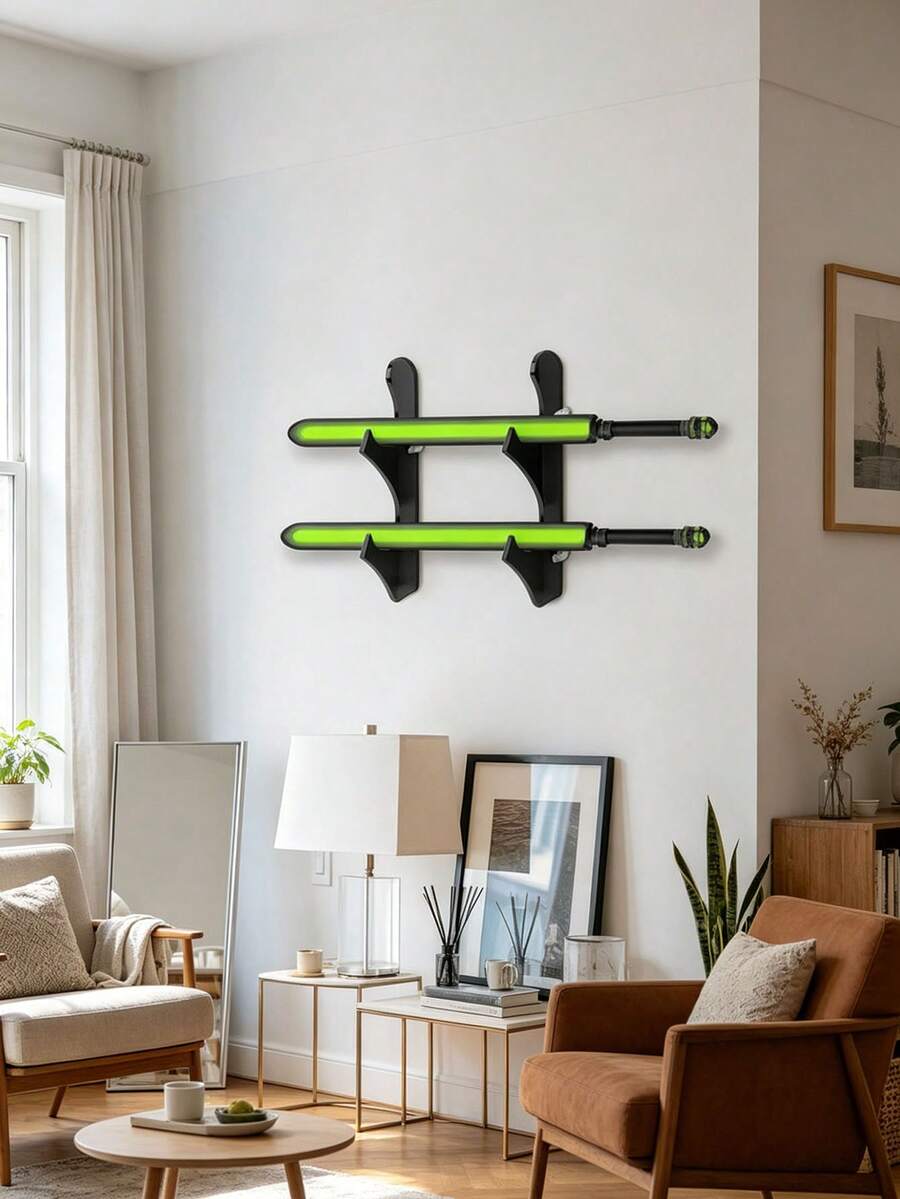 Bộ 2 giá trưng bày kiếm, giá đỡ kiếm treo tường tại nhà, có các tùy chọn màu trong suốt/đen/trắng, giá trưng bày kiếm trang trí, có thể để bàn hoặc treo tường, trang trí bộ sưu tập tại nhà, thích hợp cho kiếm trang trí, kiếm đồ chơi, mô hình trưng bày. - Gắn tường - Xem 1