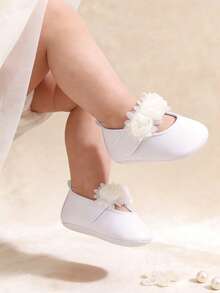 Giày búp bê Mary Jane cho bé gái sơ sinh, có nơ, đế mềm chống trơn trượt, giày tập đi cho bé sơ sinh và trẻ nhỏ, giày công chúa. - trắng - Xem 7