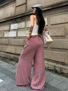 100% Cotton Washed White Trousers, Basic Minimalist Bohemian Style, For Summer Concerts, Outings And The Beach - Bordeaux - View 11