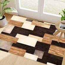 1pc Faux Wood Patchwork Pattern Non-Slip Kitchen Mat, Holiday Party Decor Floor Rug, Anti-Fatigue Waterproof Carpet For Kitchen, Hallway, Bathroom, Laundry Room - Multicolor - View 3