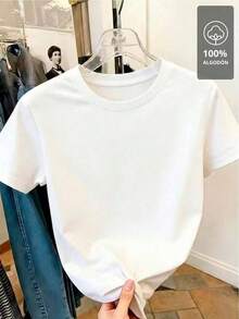 ComfortableLove & Coffee Animal Print - 100% Cotton T-Shirt, G (S-XXXL) Loose And Versatile Short-Sleeved T-Shirt For Women - 白色的 - 查看 6