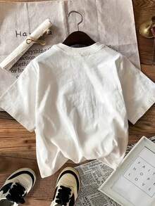 Vintage Summer T-Shirt With Round Neck And Short Sleeves, Cute Dachshund Print, , Summer Top, Summer Outfits - White - View 2