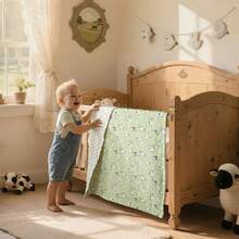 30in X 40in Unisex Newborn Super Soft & Warm Blanket, Front In Cotton Fleece, Back In Dotted Fleece - Little Sheep-gD005 - View 6