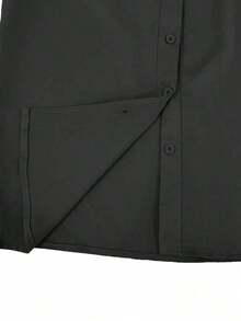 Blusa de mujer de unicolor con cuello en V y manga larga, elegante y esencial para el trayecto de primavera - Negro - Ver 5