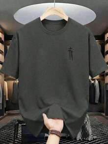 Camiseta de hombre de cuello redondo y manga corta con estampado, hombre slim summer casual media manga, diseño moderno y cómodo, estilo urbano, diseño estampado, camiseta casual, camiseta básica, para hombres y mujeres, para hombres y mujeres, para parejas - Gris oscuro 1 - Ver 12