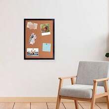 Black Cork Board Bulletin Board 14.6"X 11" Cork Board Oak Wood Finish Frame Wall Mounted Cork Board For Office Home And School Pins Eye Bolts Gaskets Screws - 黑色的 - 查看 8