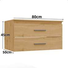 1pc Space-Saving Floating Bathroom Vanity, 60/80cm Wall-Mounted Cabinet With Double Drawers, Wood Grain Bathroom Sink Base, No Dead Corners & Easy To Clean, Ideal Birthday Gift For Small Bathrooms - Washbasin - View 4
