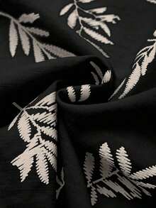 Vestido de mujer con cuello redondo, sin mangas, con estampado botánico y botones delanteros - Negro - Ver 3