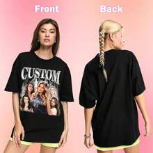 LucBuy Custom Pirate Rap T-Shirts, Oversized Sweatshirt With Custom Retro Face Text And Photos, Graphic Face Crew Neck Casual Drop Shoulder Hoodies Gifts - 樣式 3 - 查看 6