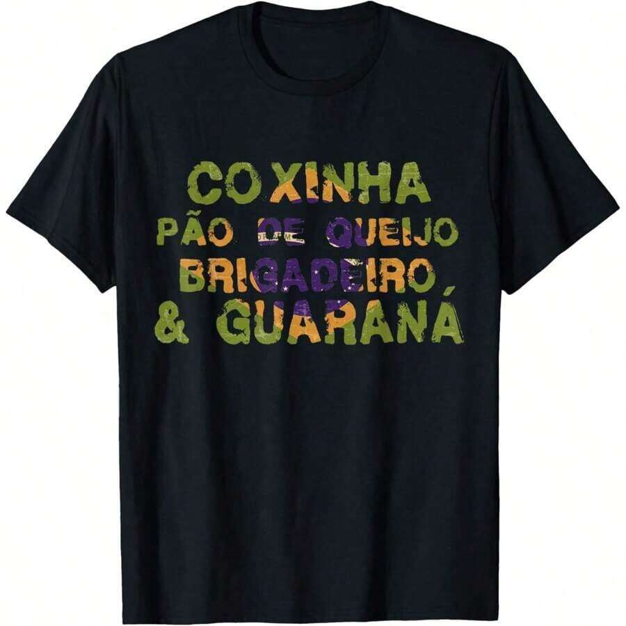 Camiseta 100% Algodón con Diseño de Comida Brasileña - negro - Ver 1