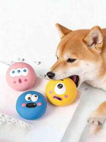 6pcs Cute Big-Eyed Dog Squeaky Toys, Rubber Pet Chew & Dental Cleaning Balls (With Built-In Squeaker), Durable Dog Balls (Suitable For Fetch Games), Long-Lasting, Elastic, Lightweight And Floatable, Suitable For Dogs Of All Sizes To Play, Interact And Train - Multicolor - View 3