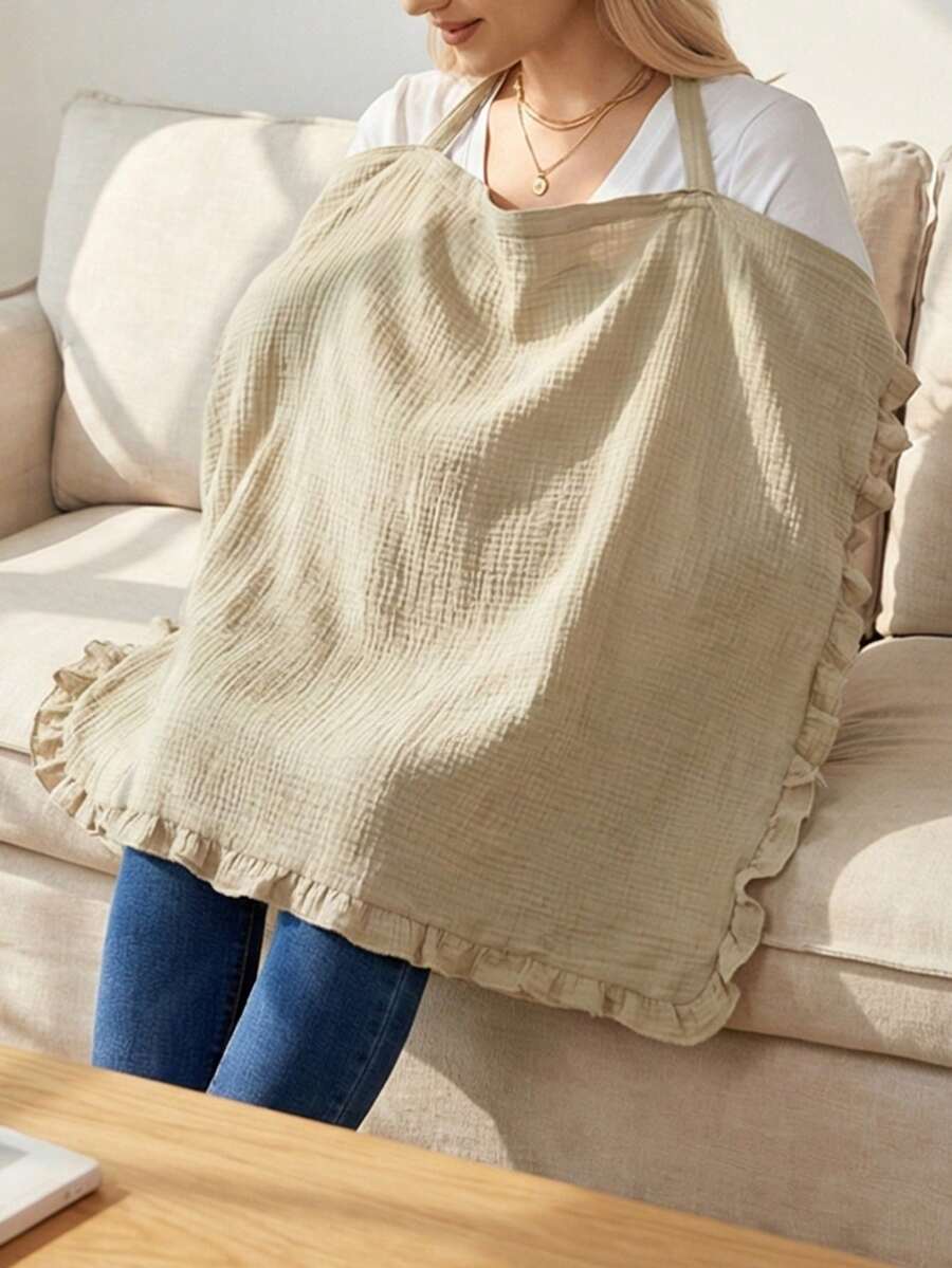 1 Stück Musselin Stilltuch zum Stillen, 100% Baumwolle atmungsaktives Stilltuch mit Rüschen, Mehrzweck-Privatschal für Mütter, Kinderwagenabdeckung/Autositz-Baldachin, perfekt für den Außen- und Innenbereich - Verschiedenfarbig - Übersicht 1
