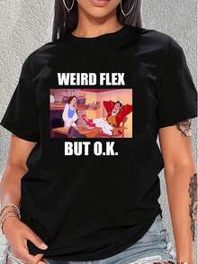 Ilustración divertida con personaje mostrando actitud relajada y frase humorística que transmite confianza y sarcasmo ideal para quienes disfrutan del humor irónico camiseta de mujer  cómoda casual moderna para uso diario - Negro - Ver 6