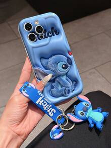 Disney Lilo And Stitch Phone Case : 3D Fluffy Pattern Border Protector Phone Soft Phone Case With A Free Cute Stitch Bracelet Chain Lanyard, Stitch, Lilo, Angel, For Apple 17 Promax 17 Pro 16 15 14 13 12 11 Pro Max XS Max X XR Soft Cover Summer Phone Case - 白色 - 查看 3