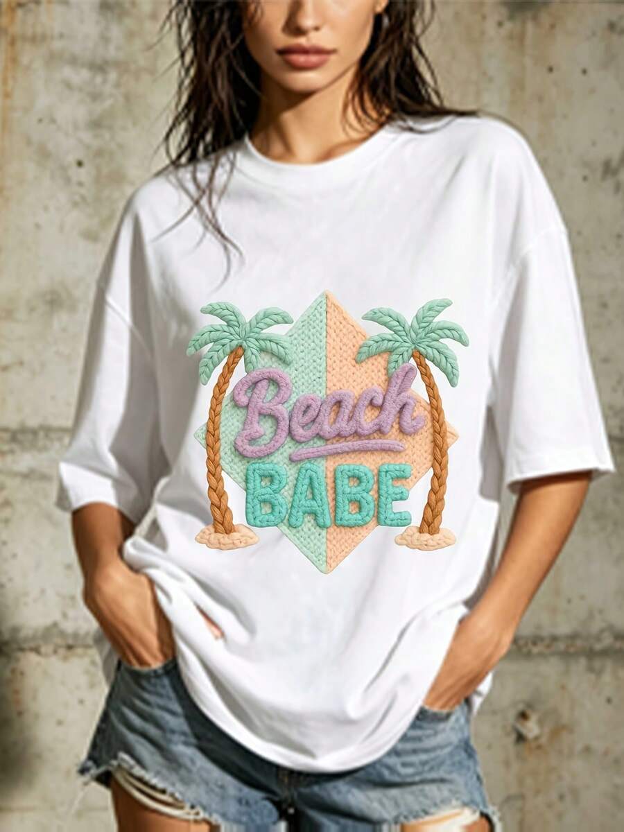 Camiseta de Verano para Mujer Beach Girl 180G - Perfecta para vacaciones en familia y fiestas de empresa, idea de regalo moderna para mujeres, esencial para divertidas fiestas en la playa. BLJI - Blanco - Ver 1
