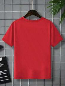 Camiseta Holgada Sencilla Mujer Estilo Moderno Ropa de Mujer: Camiseta de Mujer con Estampado de Vaquero del Oeste - Diseño de fuente y estampado de vaquero, con motivos de cactus y sombrero de vaquero - Cuello redondo, manga corta, camisa casual de estilo vintage, adecuada para primavera y verano, camisa de mujer lavable a máquina. Camiseta Mujer Estampado Gráfico  Verano 2026 - Rojo - Ver 3