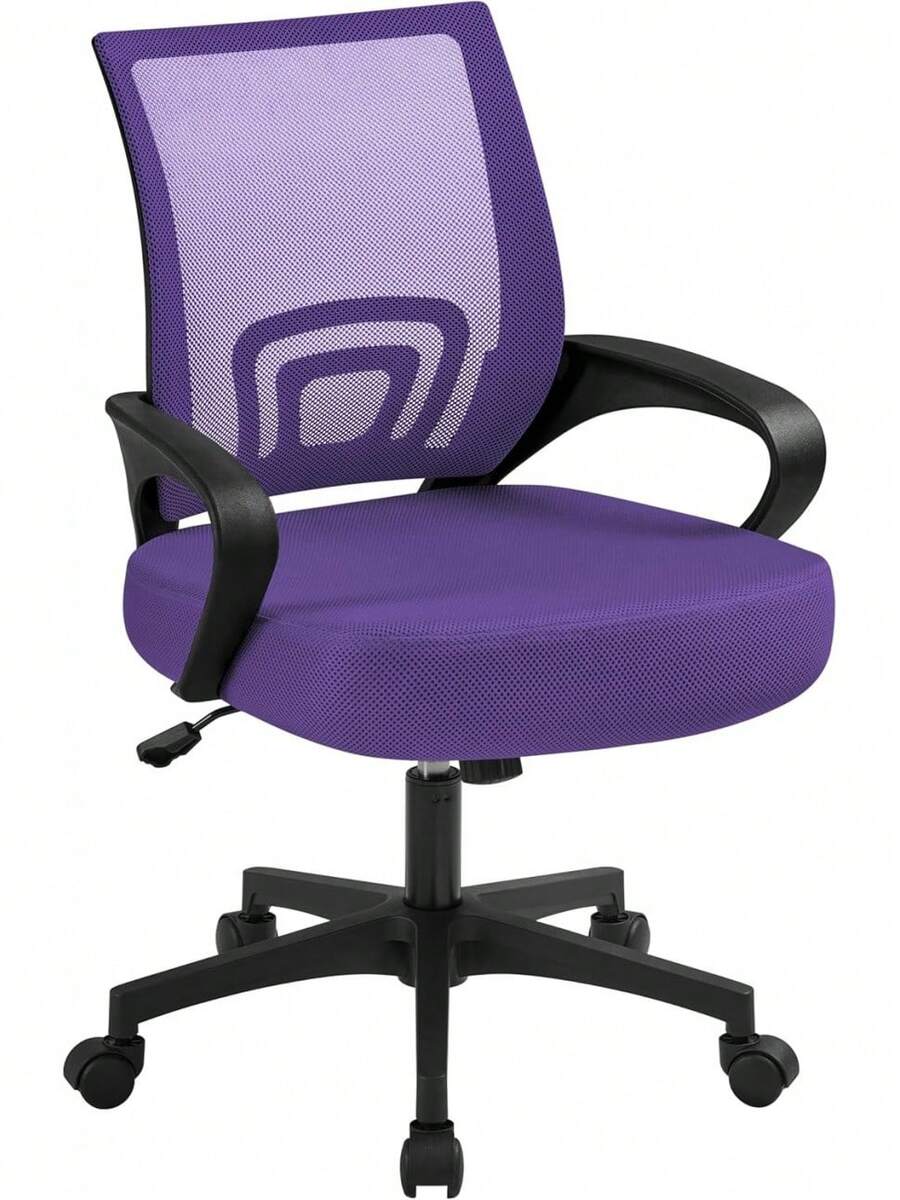 Modern Ergonomic Office Chair Adjustable Swivel Mesh Computer Chair With Back Support Arms Wheels For Home Work Students Study Black - Purple - View 1