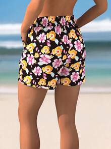 Plus Size Women's Shorts, Lightweight Loose Printed Swim Shorts - Nhiều màu - Xem 2
