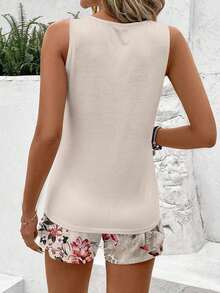 , Conjunto de 2 Piezas para Mujer, Camisola de Cuello Redondo con Estampado de Lunares y Pantalones Cortos, Ideal para Verano, Conjunto Casual de Dos Piezas para Salir. - Multicolor 32 - Ver 5