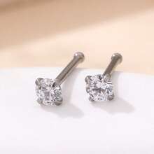 2 chiếc khuyên mũi đính đá Cubic Zirconia, thích hợp để đeo hàng ngày, làm quà tặng, dự lễ hội, đám cưới, tiệc tùng. - tròn - Xem 5