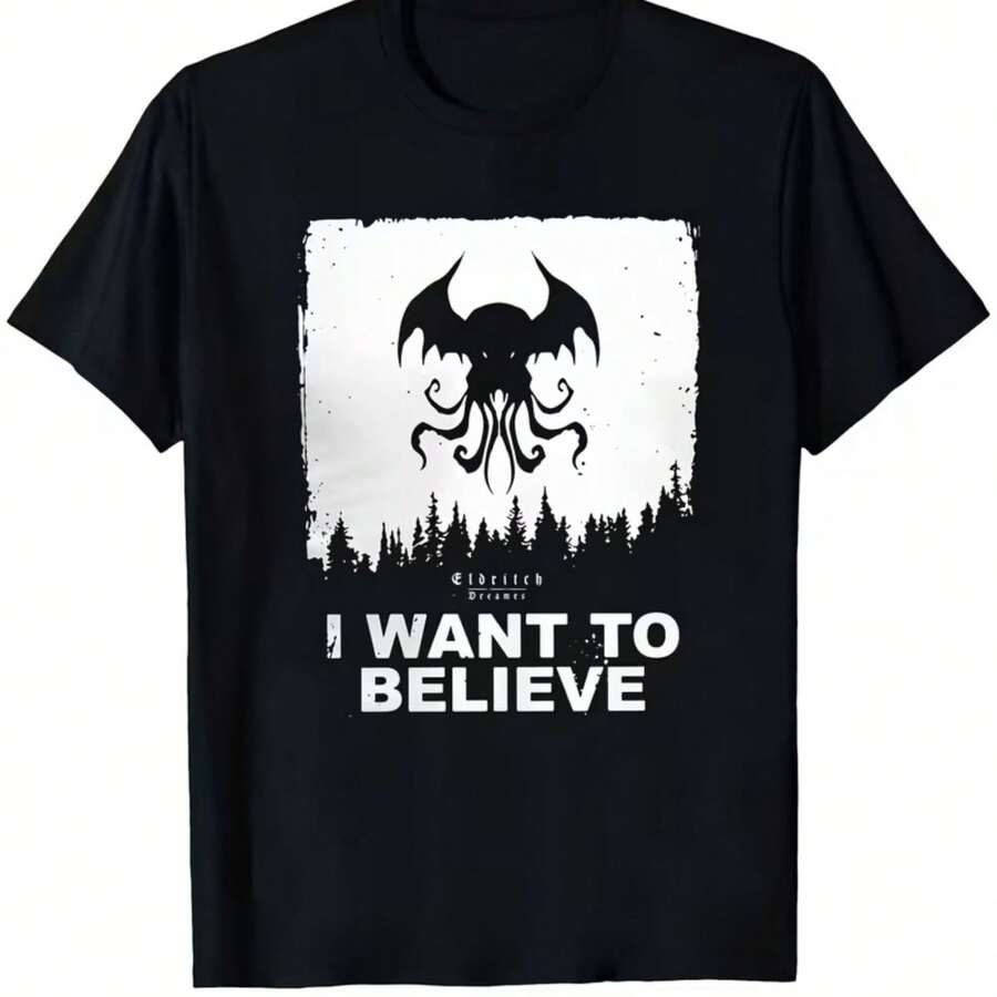 Printed T-Shirt For Men And Women - Black - View 1