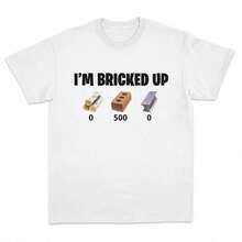 Camiseta de manga corta con cuello redondo para hombre, estilo streetwear suave, con estampado gráfico del meme "I'm Bricked Up", camiseta casual divertida para adultos, regalo unisex. F5MN - Negro - Ver 3