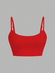 1 pieza Camiseta sin mangas casual y sexy color burdeos para mujer, adecuado para el verano - Rojo - Ver 6