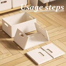 2/1pcs Foldable Plastic Storage Box, Multi-Functional Drawer-Style Storage Box, Large Capacity Wardrobe Organizer, Cosmetic Storage Box, Sock Divider Storage Box; Suitable For Wardrobe Storage, Desktop Organization, Home Storage, Bathroom Storage, Kitchen Storage, Dorm Storage, Makeup Storage; Foldable Space-Saving, Essential Home Storage Item, Valentine's Day Gift, Valentine's Day Decoration Storage, Holiday, Back To School, Dorm Storage Organizer - Cream Door - View 4