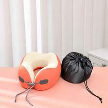 Memory Foam Travel Pillow, Orthopedic Neck Support Pillow For Airplane, Train, Car, Removable And Washable, With Storage Bag - Dark Grey - View 11