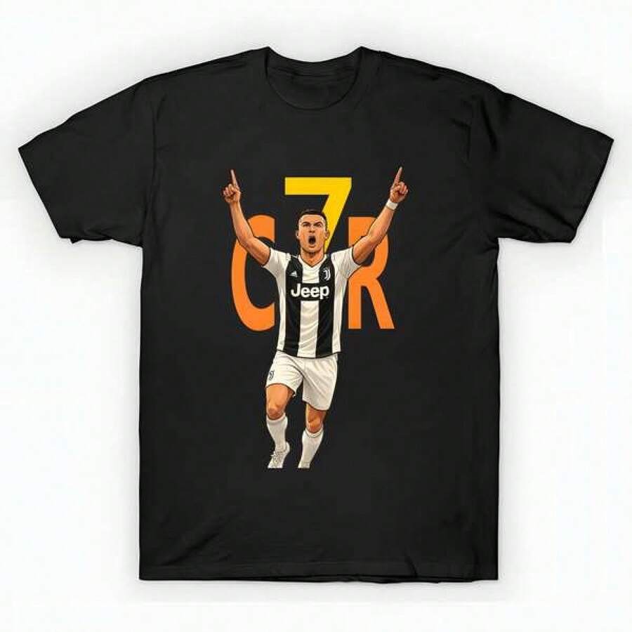 Ronaldo Cr 7 Pop Art T-Shirt unisex de la de algodón puro de alta densidad de 220 g. C-AmiS-eta uniS-ex 100 % aL-Godón de - Tejido de alta densidad. Apta para todo tipo de perS-onas, ya sean mujeres o hombres. Tejido duradero de alta C-Alidad apto para todas las estaciones, suave al tacto pero duradero. Tops transpirables. Conjuntos de otoño para mujer. Conjuntos de vaC-Aciones para mujer. Disfraz de Halloween para mujer. - Negro - Ver 1