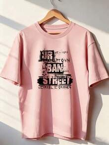 Graffiti-Style Short-Sleeve T-Shirt, A  Short-Sleeve T-Shirt For Spring And Summer 2026, Made In Mexico, 180 Grams. Cartoon Print, Couple Design, Suitable For Indoor Or Outdoor Wear. Crew Neck, Unisex, Ideal For The Office And Leisure. One-Pack. - PK-P631577SLNDXZGY465 - 查看 1