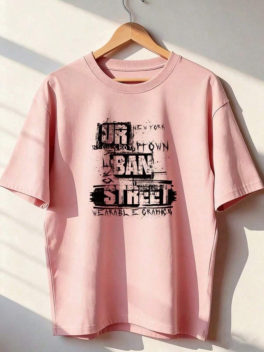 Graffiti-Style Short-Sleeve T-Shirt, A Short-Sleeve T-Shirt For Spring And Summer 2026, Made In Mexico, 180 Grams. Cartoon Print, Couple Design, Suitable For Indoor Or Outdoor Wear. Crew Neck, Unisex, Ideal For The Office And Leisure. One-Pack. - PK-P631577SLNDXZGY465 - 查看 1