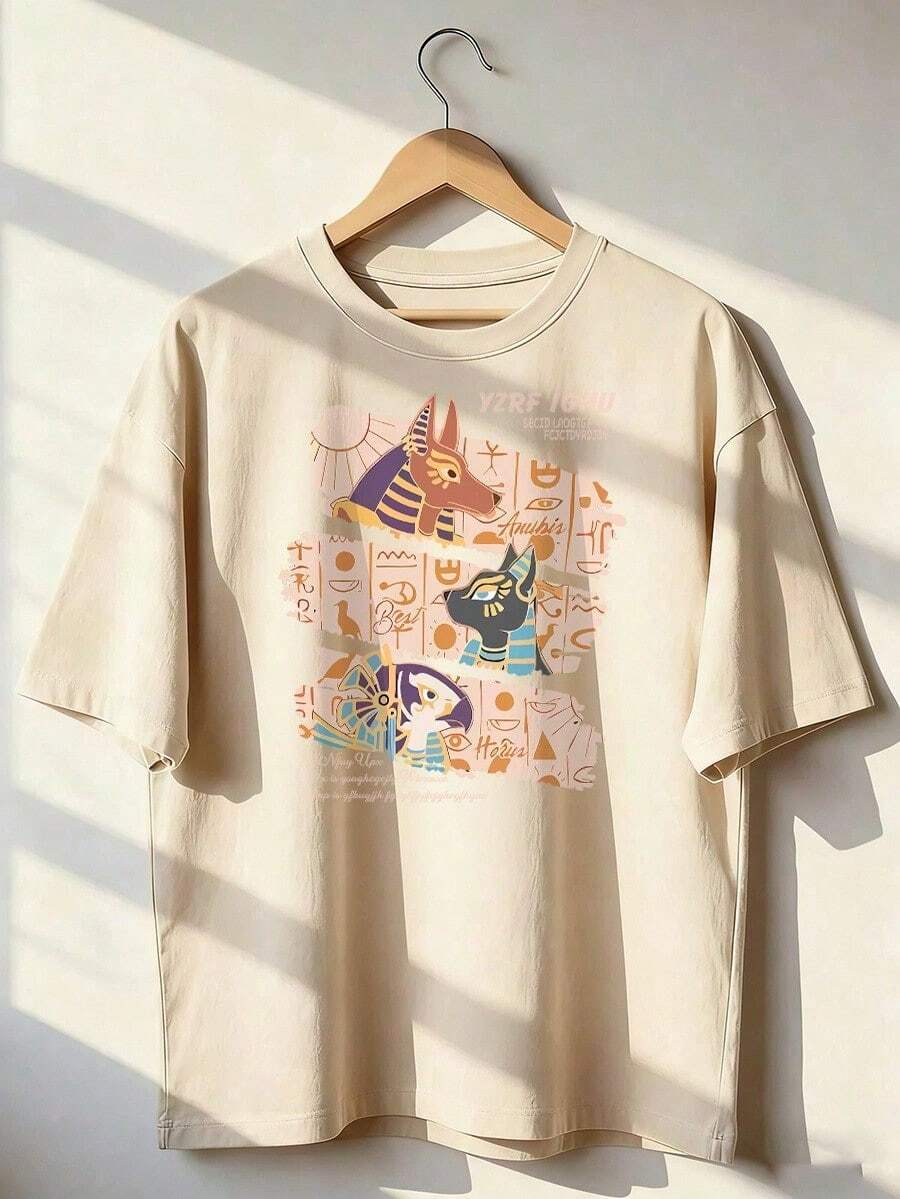 Short-Sleeve T-Shirt With A Fun And Historical Style, Fashionable Short-Sleeve T-Shirt For Spring And Summer 2026, Made In Mexico, 180 Grams. Cartoon Print, Couple Design, Suitable For Indoor Or Outdoor Wear. Crew Neck, Unisex, Ideal For Office And Leisure. One-Pack. - APR-P631577SLNDXZGY503 - 查看 1