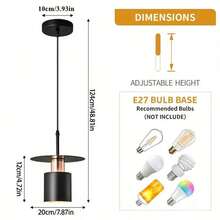 1/2pcs Nordic Style E27 Pendant Light, Adjustable Height Single Head Pendant Light For Dining Room And Bedroom, Modern Minimalist Black & Gold Luxury Bar Pendant Light (Bulb Not Included) - Black - View 6