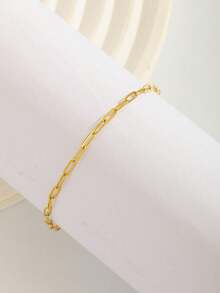 1pc Minimalist Stainless Steel Gold Chain Bracelet Accessory, Memorial Gift For Friends And Family, Outdoor Gear - Gold - View 2