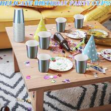 10/20/40pcs 9oz Iridescent Paper Cups Rainbow Disposable Cup For 90s Disco Birthday Party Wedding Bachelor BabyShower Mermaid Party Decorations - Silver - View 6