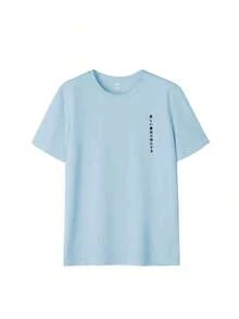 Camiseta holgada de estilo japonés con estampado de flores de cerezo para mujer, 100% algodón, transpirable, de cuello redondo y manga corta, ropa de calle Y2K, adecuada para salidas de primavera, paseos urbanos y uso diario casual, color rosa de verano. - Celeste - Ver 3