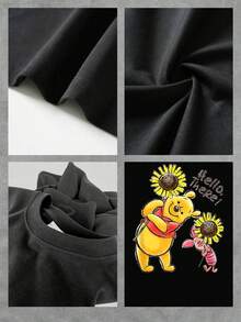 Two Adorable Friends Holding Large Sunflowers Symbolize Joy And Pure Friendship With Warm Colors That Convey Positive Energy And Tenderness. This Comfortable And Soft Women's T-Shirt Is Ideal For Everyday Casual Wear. - 黑色 - 查看 4