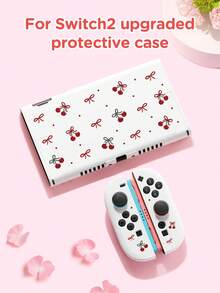 Minimalist Ins Style Red Cherry, Bow Pattern Switch/Switch 2 Protective Case, Compatible With New Switch 2 (2025)/Switch NS/Switch OLED/Lite, Compatible With Switch Gaming Console Accessories, Full Set Including Storage Bag, Card Slot Base, Game Card Case, Switch Protective Cover, Best Gift Compatible With Switch Players - Multicolor - View 4