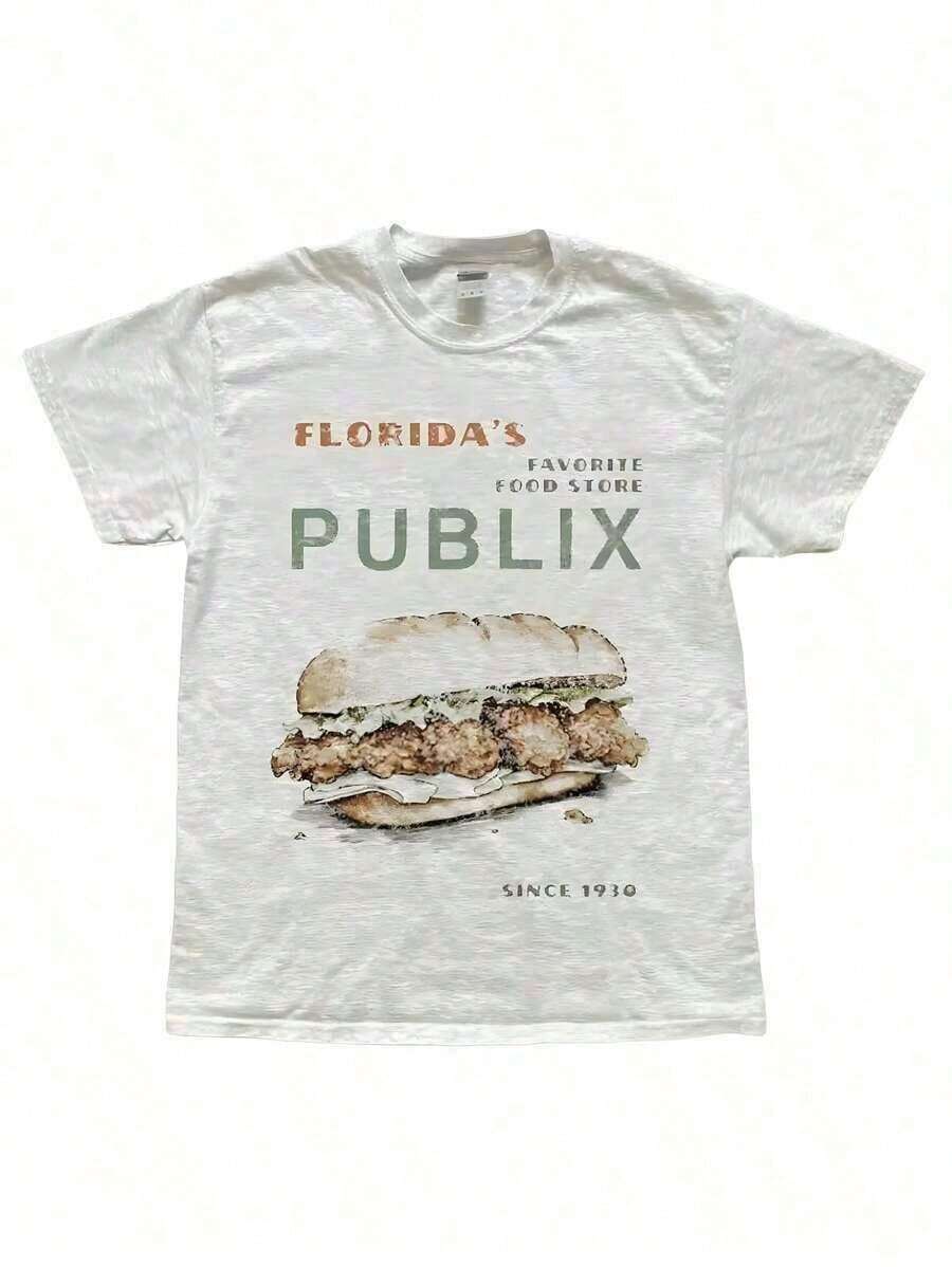 Playera Minimalista ModernaCozy Publix Shirt, Pub Sub Vintage StyleShirt, Publix Sub Fans, Floridas FavoriteGrocery Store, Florida SupermarketMenswear Top Underwear Tshirt StreetwearT-ShirtNew Casual T-Shirts For Men And Women Cuello Redondo Algodón 100% Tejido Suave Manga Corta Transpirable y Fresca - Blanco - Ver 1